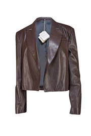 Brunello Cucinelli - Brown Leather Cropped Jacket Sz 8 - Current Boutique
