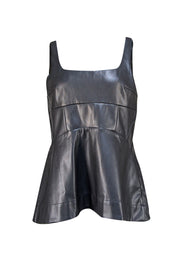 Proenza Schouler - Black Faux Leather Sleeveless Top Sz 10 - Current Boutique