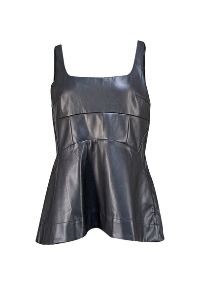Proenza Schouler - Black Faux Leather Sleeveless Top Sz 10 - Current Boutique