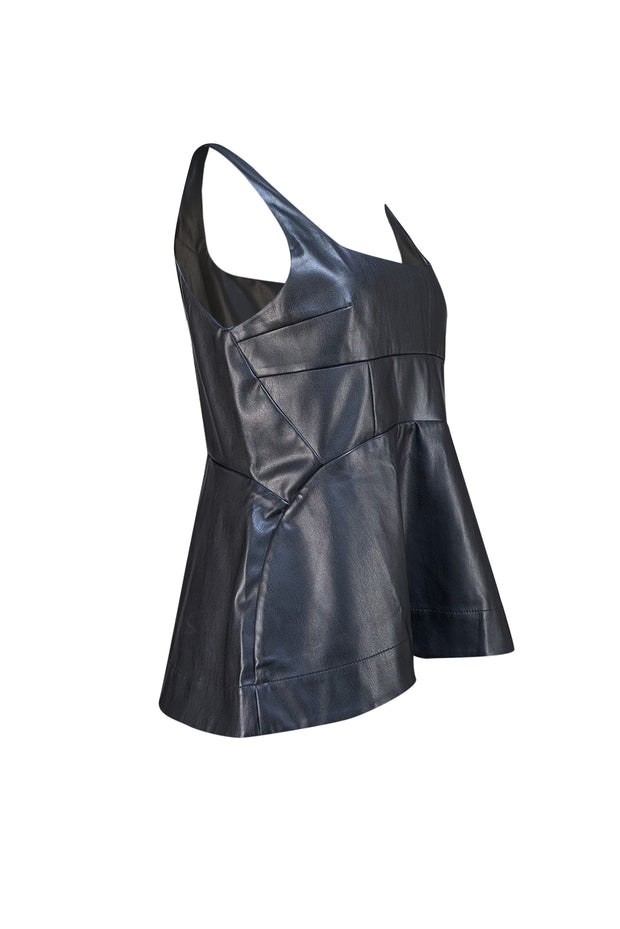 Proenza Schouler - Black Faux Leather Sleeveless Top Sz 10 - Current Boutique