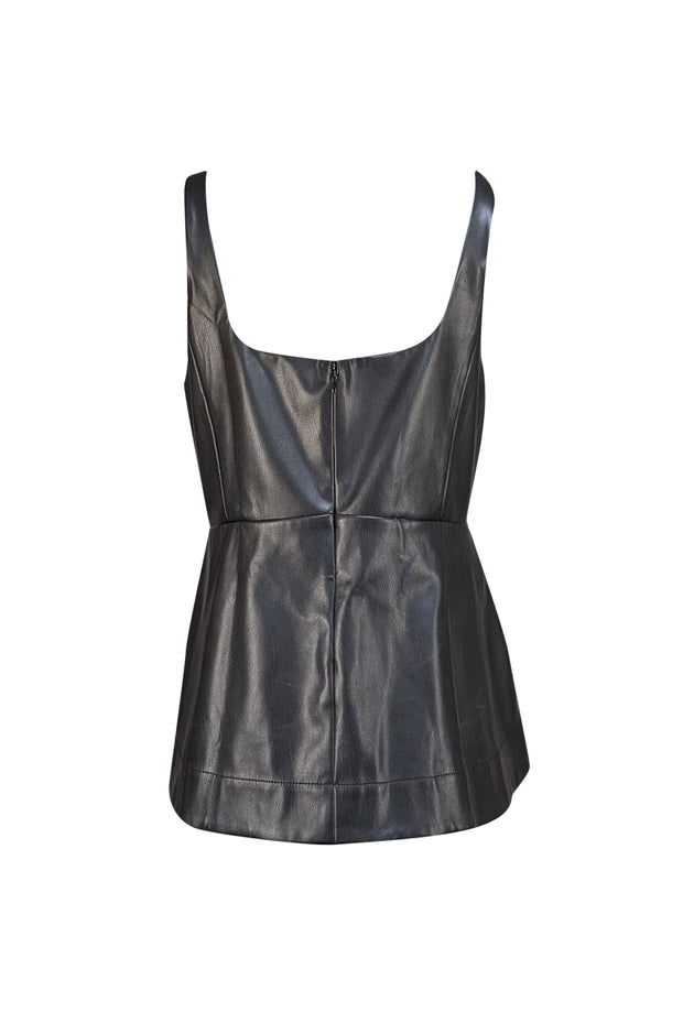 Proenza Schouler - Black Faux Leather Sleeveless Top Sz 10 - Current Boutique