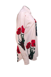 Victoria Beckham - Ivory Floral Print Button Down Shirt Sz 2 - Current Boutique