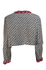 Carolina Herrera - Black & White Tweed Cropped Jacket w/ Sequin Trim Sz 14