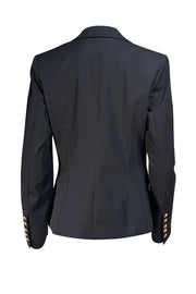 Lilysilk - Black w/Gold Double Breasted Button Blazer Sz 12
