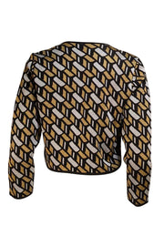 Derek Lam - Black, Gold, & Silver Metallic Geometric Print Cardigan Sz L
