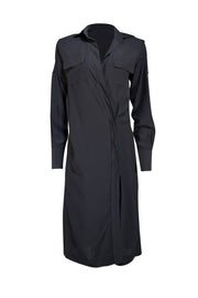 Tom Ford - Black Silk Mini Shirt Dress Sz 6 - Current Boutique
