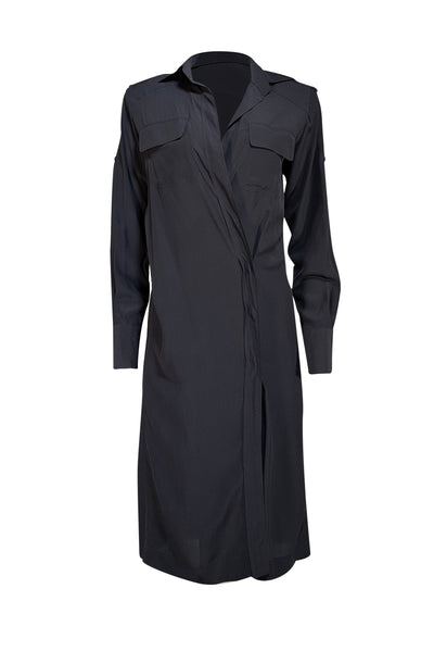 Tom Ford - Black Silk Mini Shirt Dress Sz 6 - Current Boutique