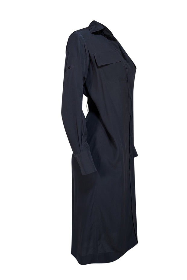 Tom Ford - Black Silk Mini Shirt Dress Sz 6 - Current Boutique