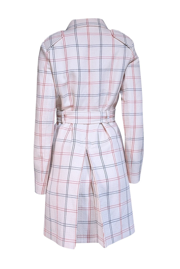 Theory - Ivory Checkered Plaid Wool Coat Sz S - Current Boutique
