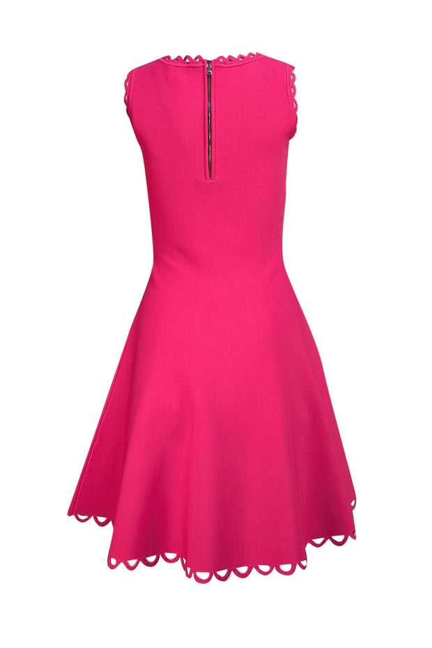 Milly - Hot Pink Knit Scallop Edge Trim Dress Sz M - Current Boutique