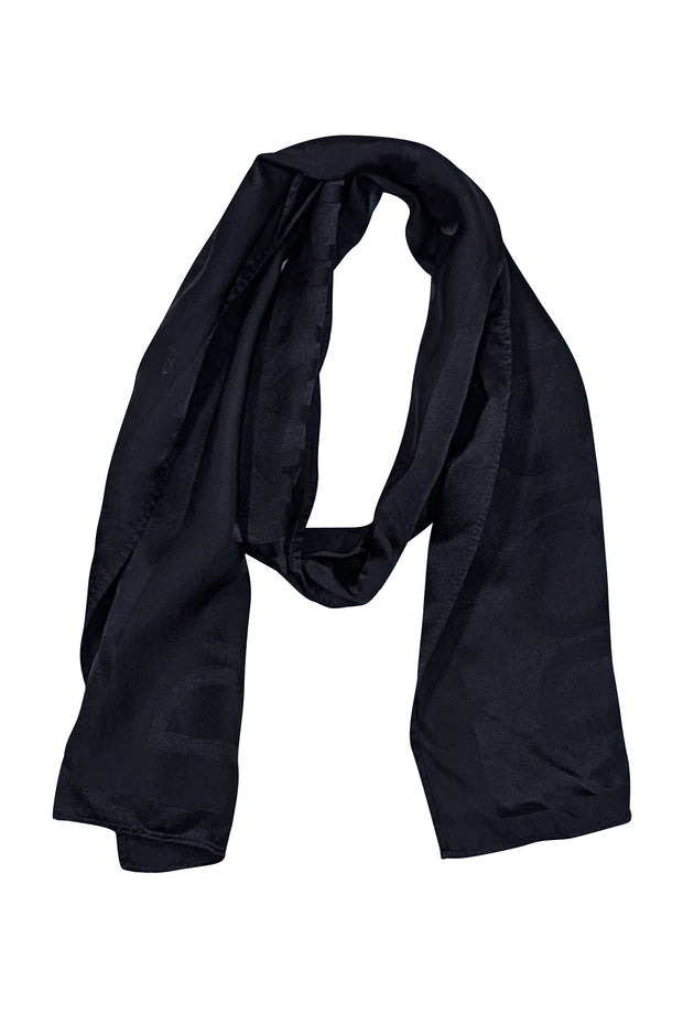 Dolce & Gabbana - Black Silk Logo Long Scarf - Current Boutique