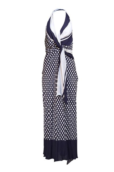 Reiss - Navy & White Polka Dot Halter Dress Sz 4