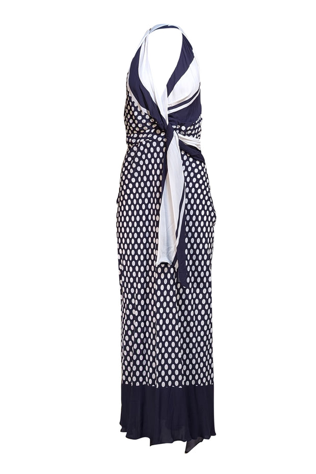 Reiss - Navy & White Polka Dot Halter Dress Sz 4