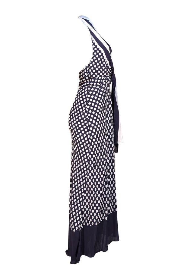 Reiss - Navy & White Polka Dot Halter Dress Sz 4