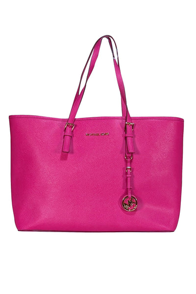 Michael Kors - Hot Pink Saffiano Leather Large Tote - Current Boutique
