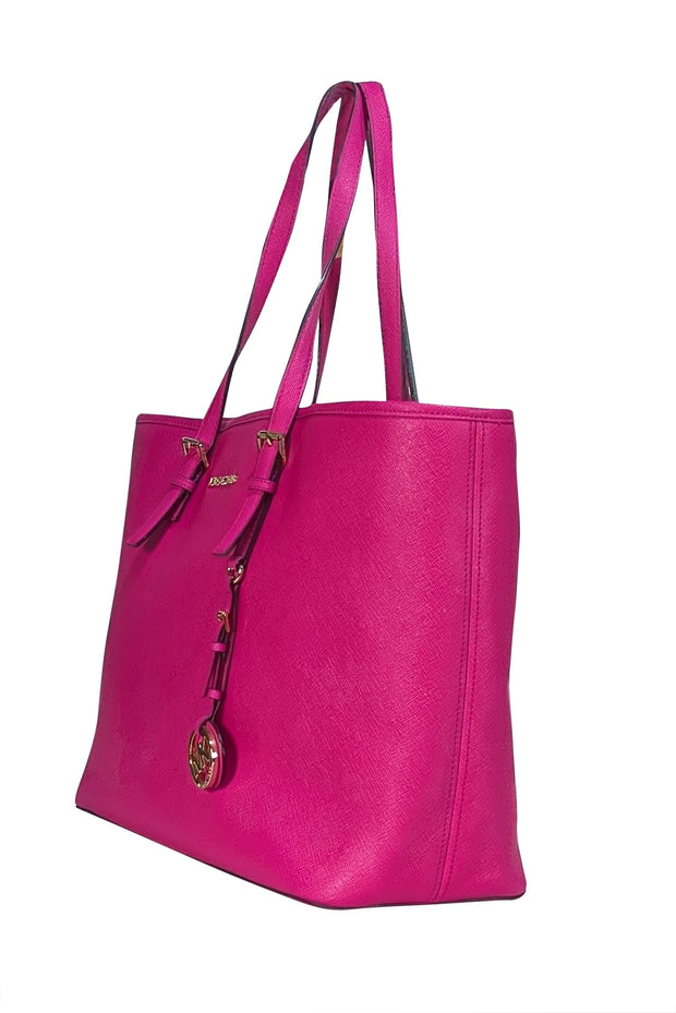Michael Kors - Hot Pink Saffiano Leather Large Tote - Current Boutique