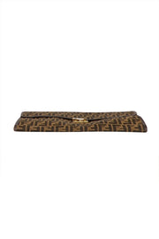 Fendi - Tan & Brown Monogram Print Large Clutch - Current Boutique