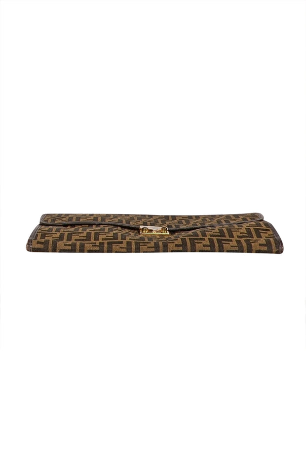 Fendi - Tan & Brown Monogram Print Large Clutch - Current Boutique