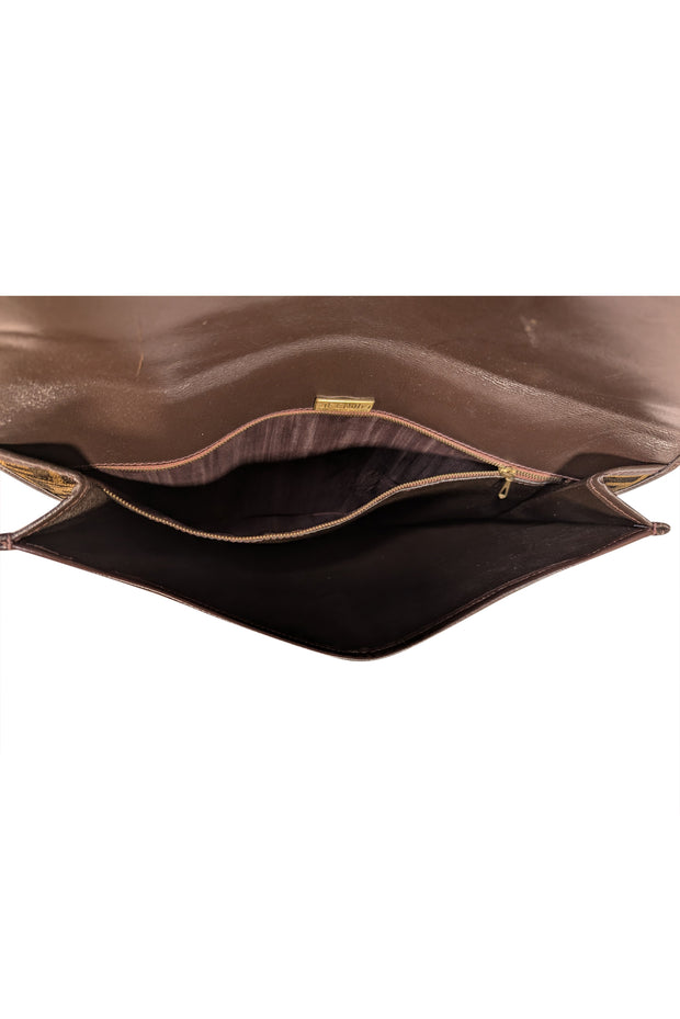 Fendi - Tan & Brown Monogram Print Large Clutch - Current Boutique