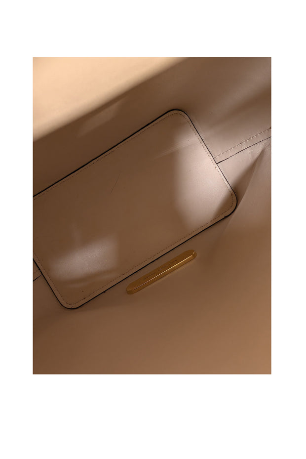 Michael Kors - Tan, Cream, & Brown Snake Embossed Print Leather Bucker Bag - Current Boutique