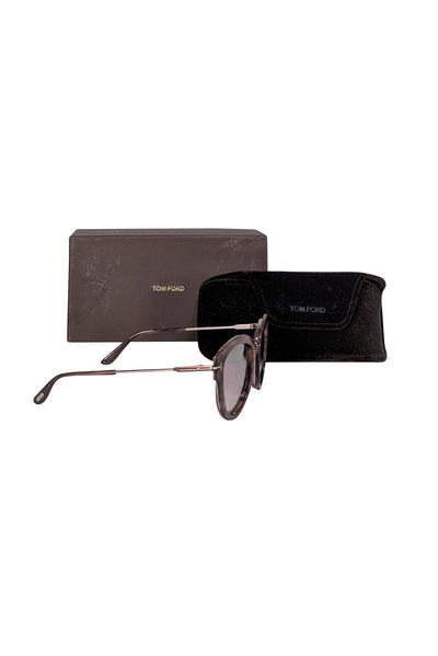 Tom Ford - Brown Tortoise Sunglasses w/ Iridescent Lenses - Current Boutique