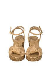 Stuart Weitzman - Beige Raffia Espadrille Wedges Sz 7.5 - Current Boutique