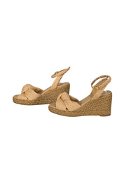 Stuart Weitzman - Beige Raffia Espadrille Wedges Sz 7.5 - Current Boutique
