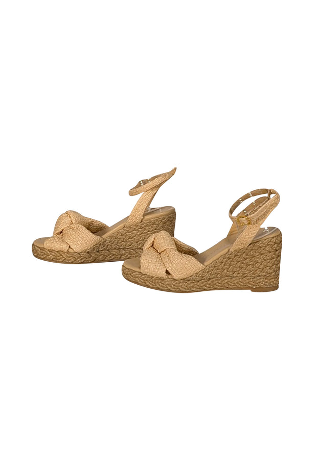 Stuart Weitzman - Beige Raffia Espadrille Wedges Sz 7.5 - Current Boutique