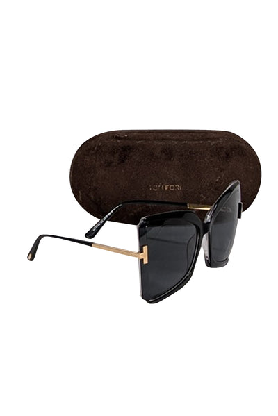 Tom Ford - Black Large Sunglasses w/ Gold Details - Current Boutique