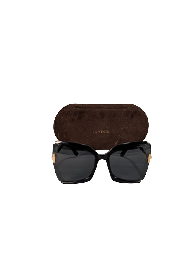 Tom Ford - Black Large Sunglasses w/ Gold Details - Current Boutique