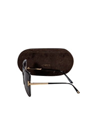 Tom Ford - Black Large Sunglasses w/ Gold Details - Current Boutique