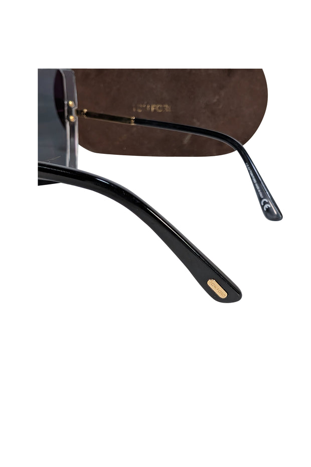 Tom Ford - Black Large Sunglasses w/ Gold Details - Current Boutique