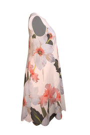 Ted Baker - White, Grey, Pink, & Green Floral Mesh Upper Dress Sz 6