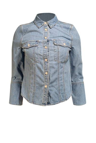 Veronica Beard - Light Wash Denim Flared Sleeve Shirt Sz XS - Current Boutique