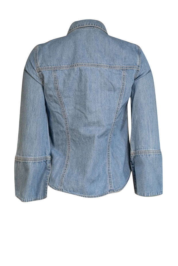 Veronica Beard - Light Wash Denim Flared Sleeve Shirt Sz XS - Current Boutique