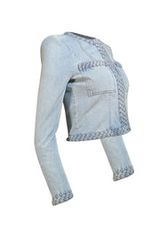 Veronica Beard - "Arrowe Glacier Blue" Cropped Denim Jacket Sz 00 - Current Boutique