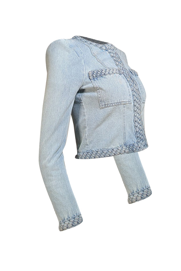 Veronica Beard - "Arrowe Glacier Blue" Cropped Denim Jacket Sz 00 - Current Boutique