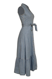 Veronica Beard - Light Wash Denim Midi "Edwina" Shirtdress Sz 00 - Current Boutique