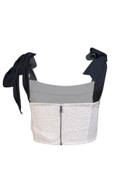 Alice & Olivia - White Lace Bustier w/ Black Straps "Clara Bow" Top Sz 0 - Current Boutique
