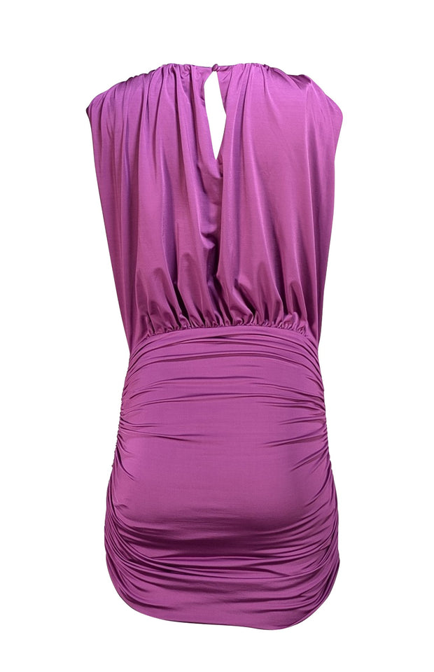Veronica Beard - Purple Ruched "Bora" Fitted Dress Sz 2 - Current Boutique