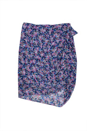 Veronica Beard - Lilac, Blue, & White Floral Print Silk Mini Skirt Sz 0 - Current Boutique