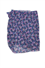 Veronica Beard - Lilac, Blue, & White Floral Print Silk Mini Skirt Sz 0 - Current Boutique