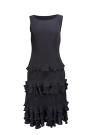 Escada - Black Sleeveless Ruffle Skirt Dress Sz 4 - Current Boutique