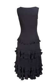 Escada - Black Sleeveless Ruffle Skirt Dress Sz 4 - Current Boutique