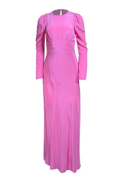 Les Reveries - Pink Silk Maxi Long Sleeve Formal Dress Sz 6 - Current Boutique