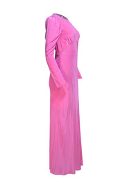 Les Reveries - Pink Silk Maxi Long Sleeve Formal Dress Sz 6 - Current Boutique