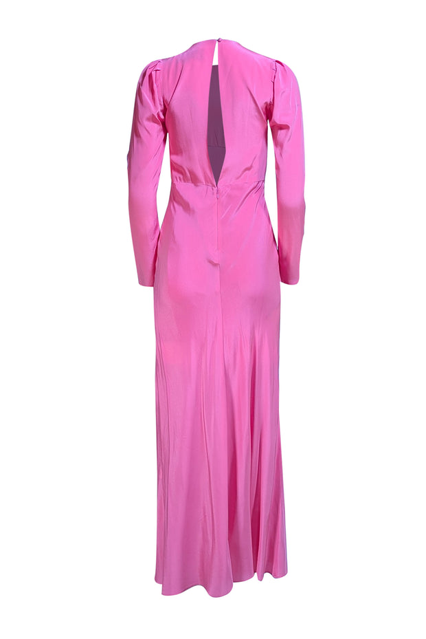 Les Reveries - Pink Silk Maxi Long Sleeve Formal Dress Sz 6 - Current Boutique