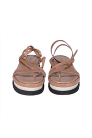 Jimmy Choo - Dark Beige Leather Strappy Platform Sandals Sz 8 - Current Boutique