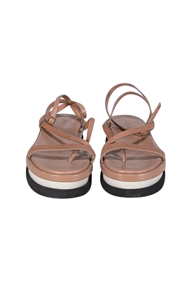 Jimmy Choo - Dark Beige Leather Strappy Platform Sandals Sz 8 - Current Boutique