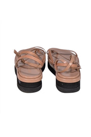 Jimmy Choo - Dark Beige Leather Strappy Platform Sandals Sz 8 - Current Boutique